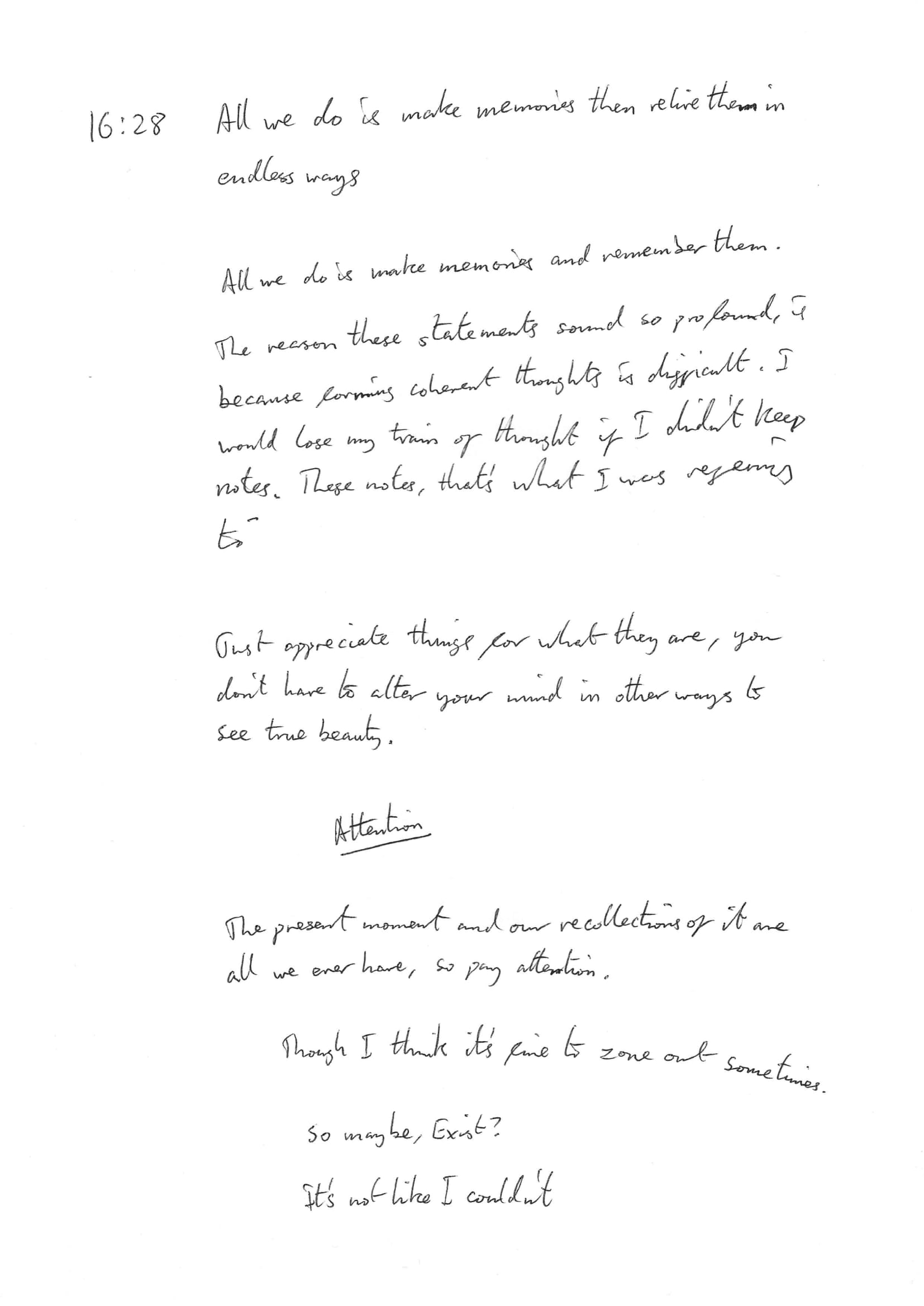 piece of paper containing handwritten notes