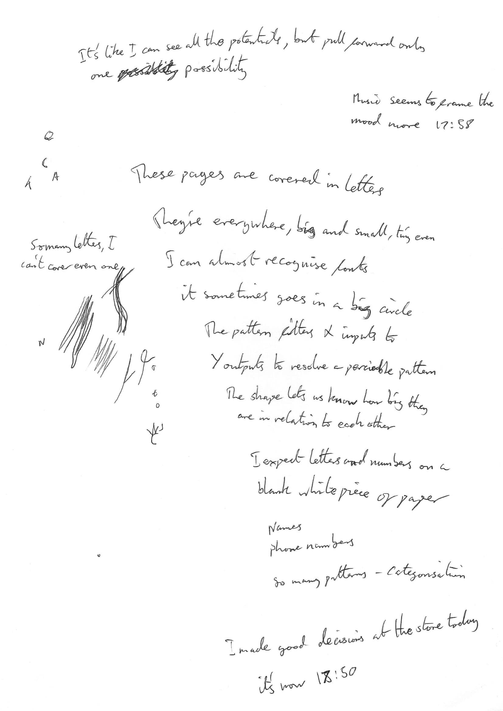 piece of paper containing handwritten notes